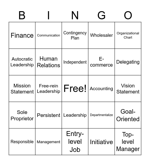 Business Bingo Card