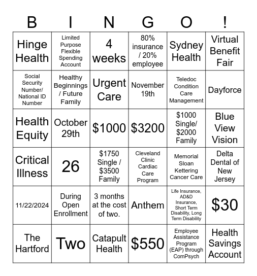 Benefit Bingo 2025 Bingo Card