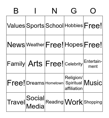 Common Ground Bingo Card