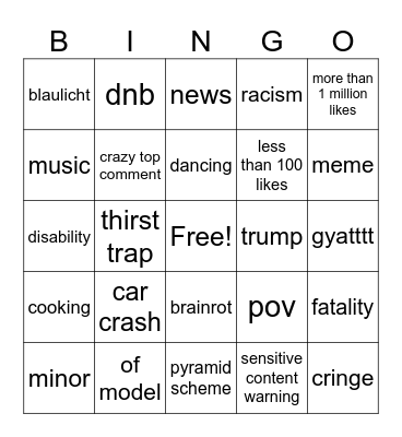 insta reels Bingo Card