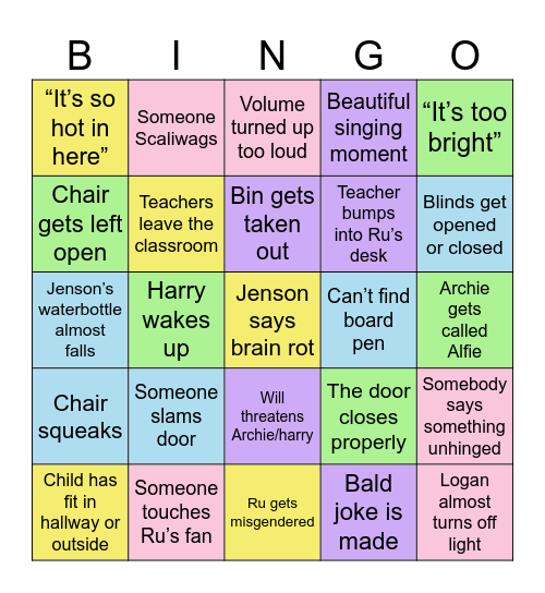 Class bingo Card