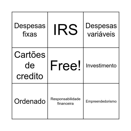 Bingo Financeiro Bingo Card