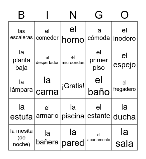 En la casa Bingo Card