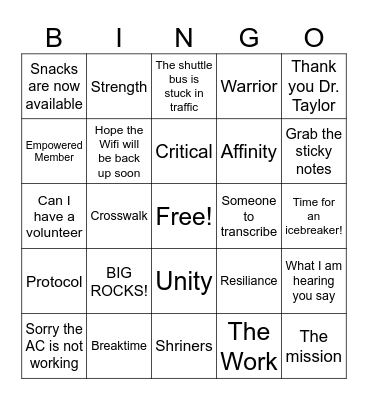 Roundtable Bingo Card