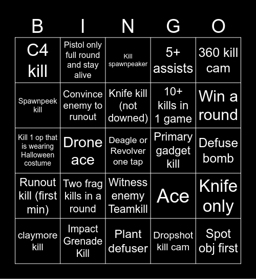 R6 Bingo Card