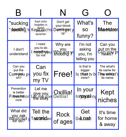 Philbert Bingo Card