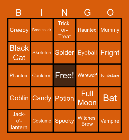 Halloween Bingo Card