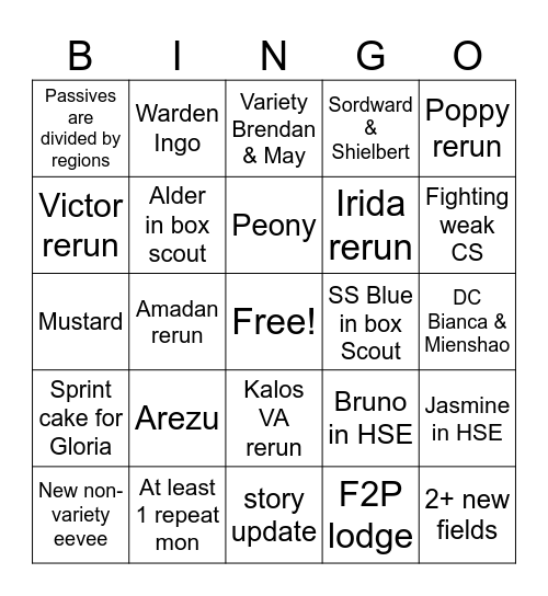 Datamine Bingo Card