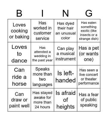 FIND SOMEONE WHO Bingo Card