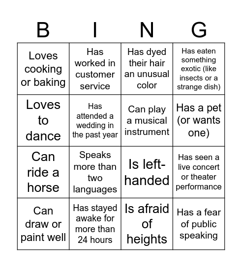 FIND SOMEONE WHO Bingo Card