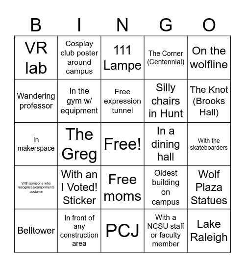 Halloween Cosplay Hunt! Bingo Card