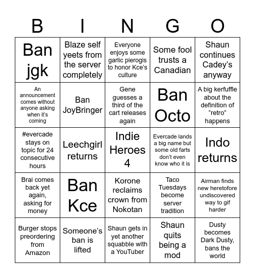 2025 Evercade/Super Pocket Bingo Card