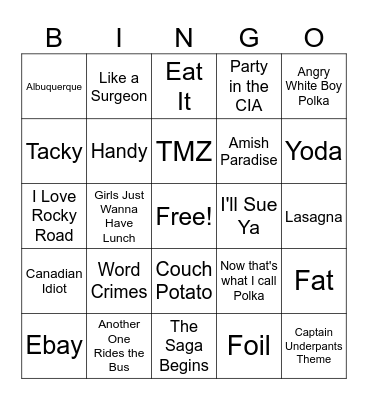 Best of "Weird Al" Bingo Card
