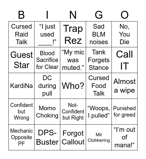 Who's that Bingo? Bingo Card