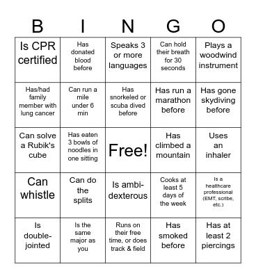 ALCSI LUNGevity BINGO! Bingo Card