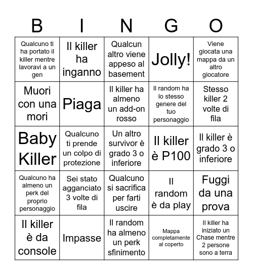 DBD surv 2.0 - By straccoDV Bingo Card