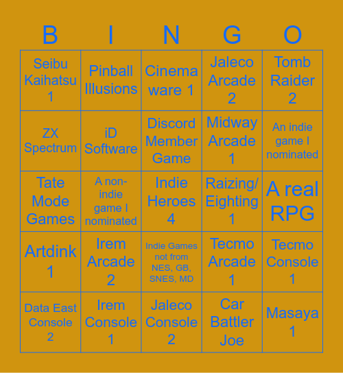 2025 Evercade/Super Pocket Bingo Card