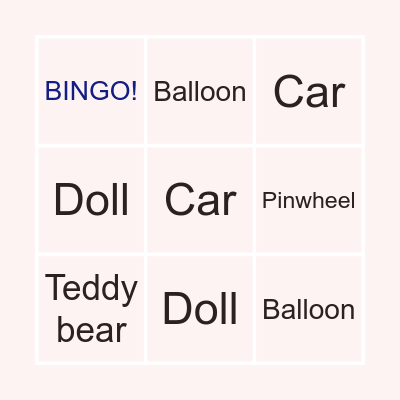 Toys Bingo Card