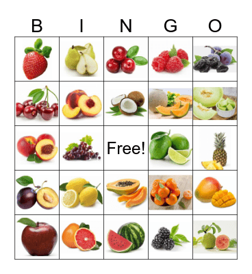 FRUIT Bingo Card