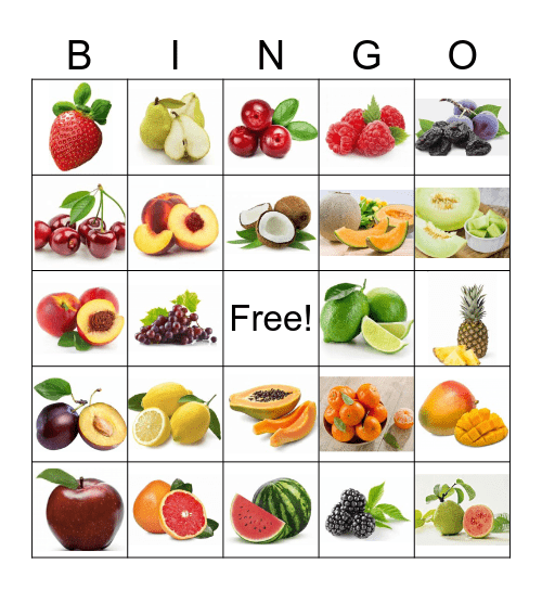 FRUIT Bingo Card