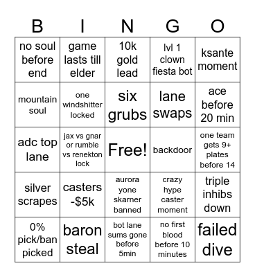 WORLDS 2024 BINGO Card