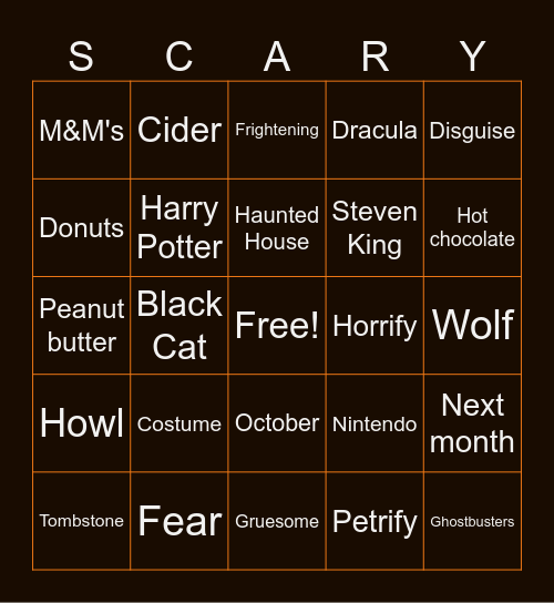 The CREWs Halloween Bingo Card
