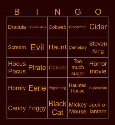 The CREWs Halloween Bingo Card
