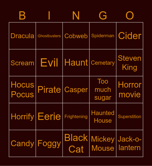 The CREWs Halloween Bingo Card