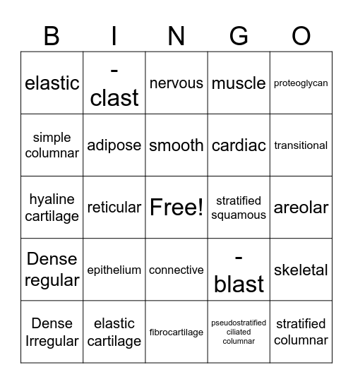 Tissues Bingo Card