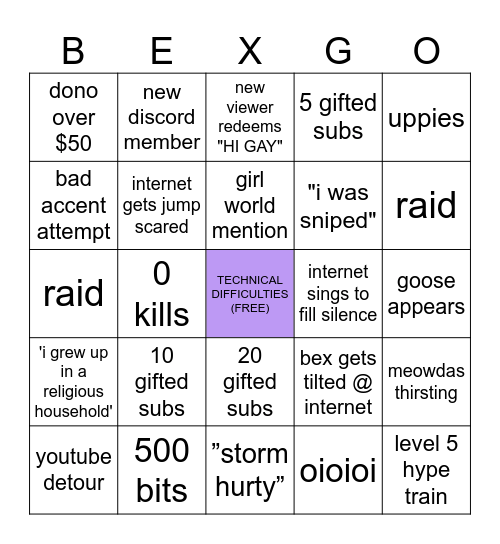 INTERNET BINGO Card