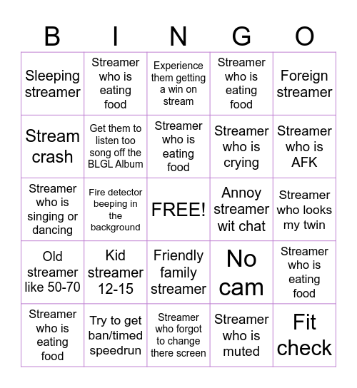 Gago twitch bingo Card