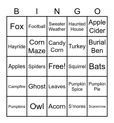 Autumn Bingo Card