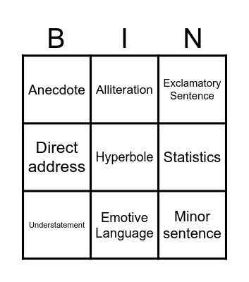 Persuasive Techniques Bingo Card
