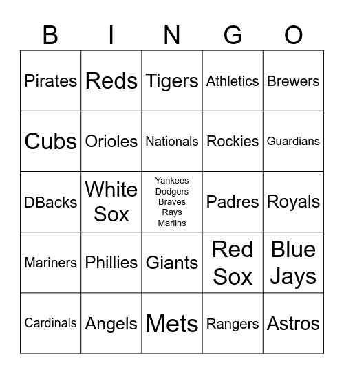 Baseball Bingo! Bingo Card