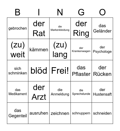 Cool und fit? Bingo Card