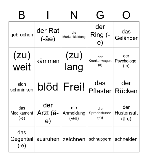 Cool und fit? Bingo Card