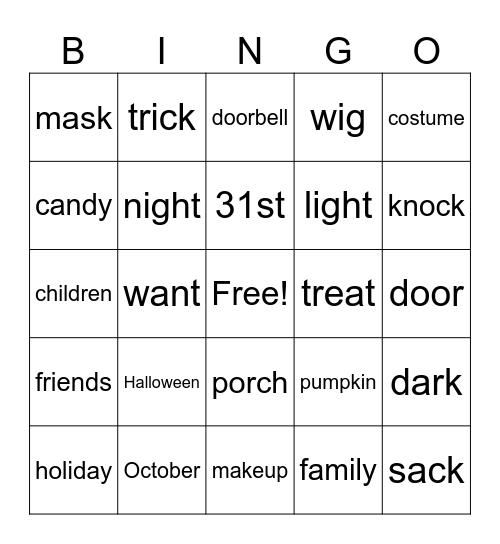 Halloween Bingo Card