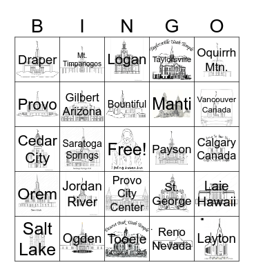 Temple Bingo Card