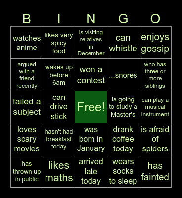 Find someone who... Bingo Card