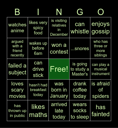 Find someone who... Bingo Card