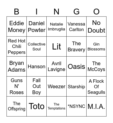 Music Bingo Card