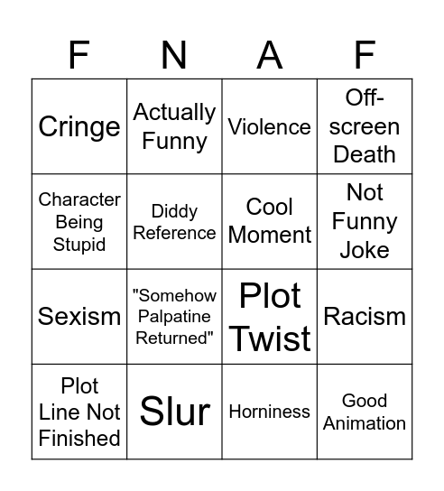 Famfn Games Bingo Card