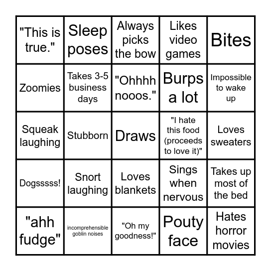 Alex Bingo Card