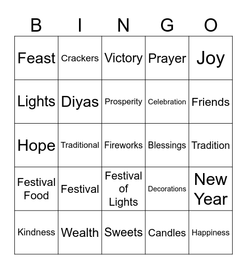 Diwali Bingo Card