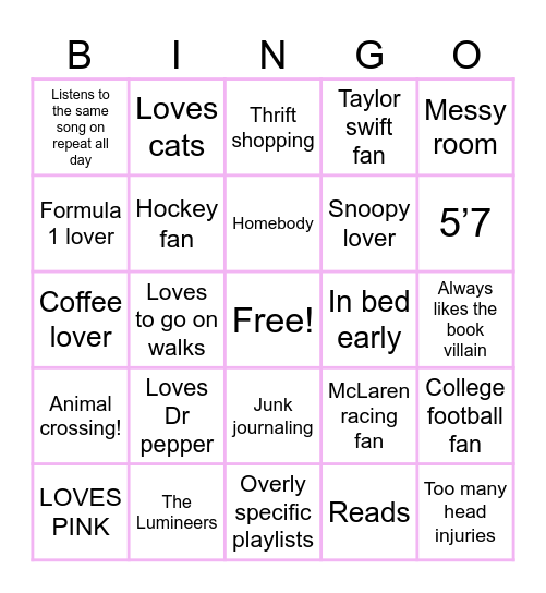 Dawn bingo Card