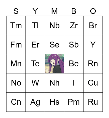 PERIODIC TABLE OF ELEMENTS Bingo Card