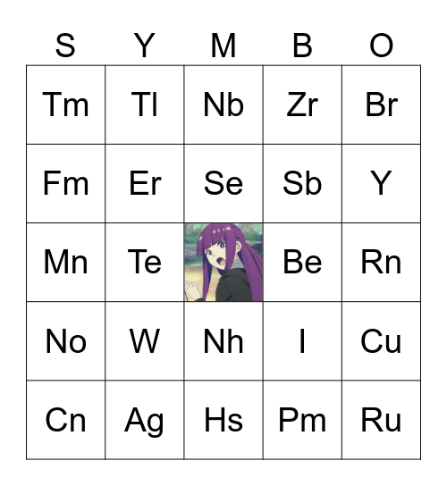 PERIODIC TABLE OF ELEMENTS Bingo Card