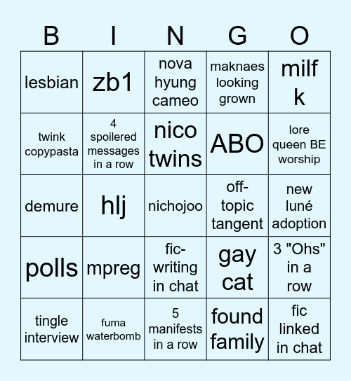 lunéret bingo Card