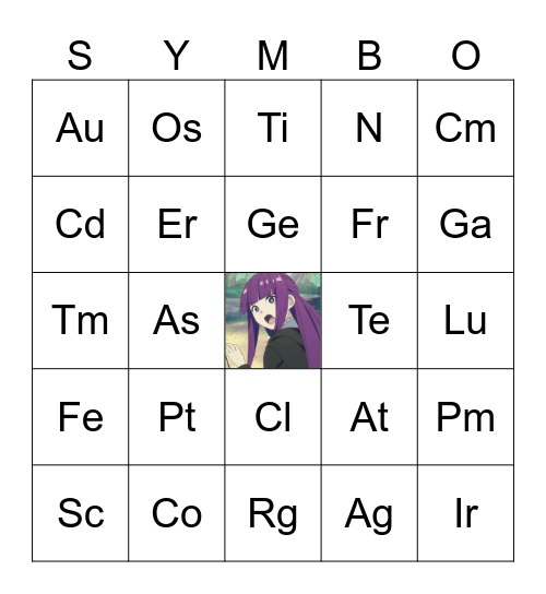 PERIODIC TABLE OF ELEMENTS Bingo Card