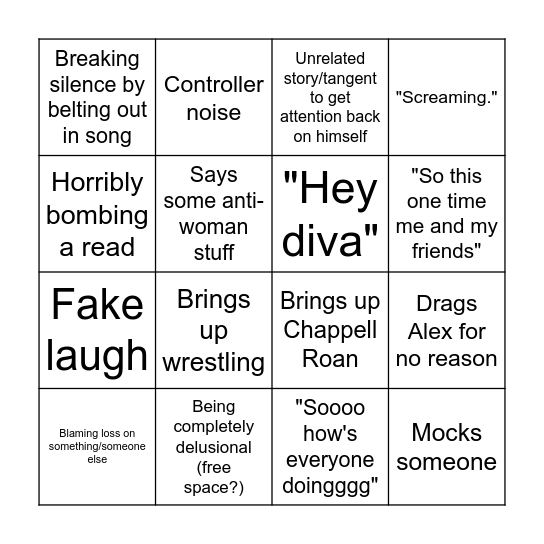 VC Bingo! Bingo Card